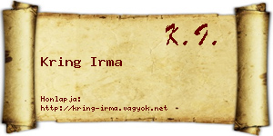 Kring Irma névjegykártya